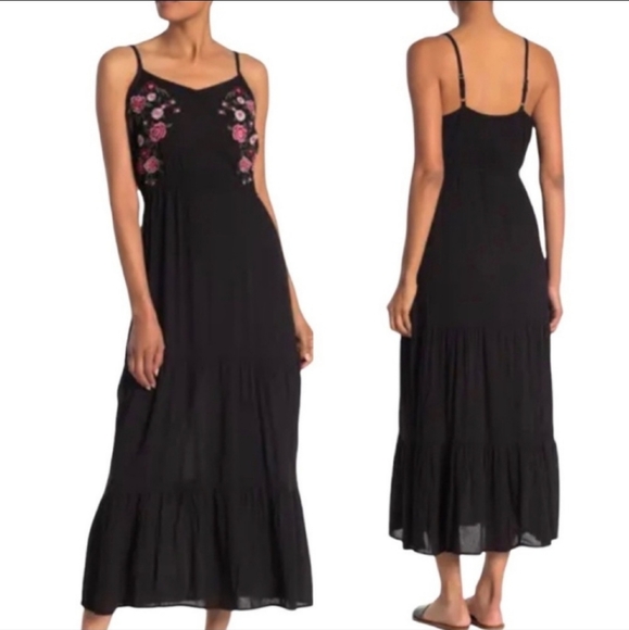 Kelly Renee ~ Black Floral Embroidered Maxi Dress NWOT (SP) - Picture 1 of 11
